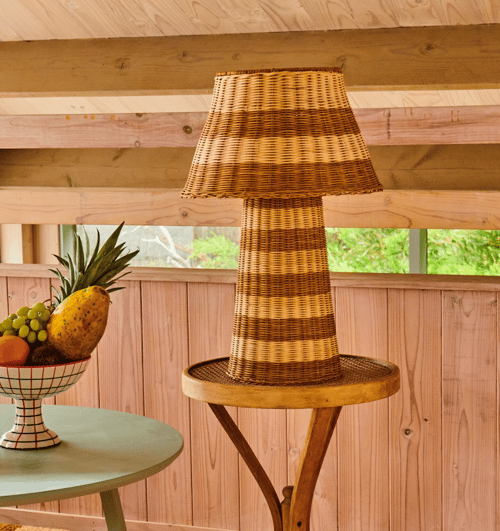 Image of Striped Rattan Lamp 