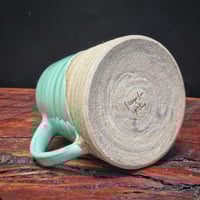 Image 3 of TALL PYRAMID MUG - Turquise on sand clay (MED)