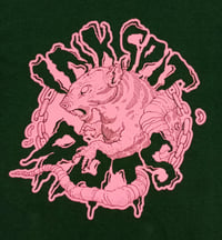 Image 2 of InkSpit Rats Logo Forest Green T-shirt with Pink print