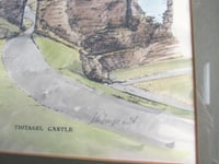 Image 4 of Vintage Tintagel Castle Watercolour Painting on a Print 1981, Signed S. M. Sargeant, Framed 