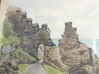 Image 3 of Vintage Tintagel Castle Watercolour Painting on a Print 1981, Signed S. M. Sargeant, Framed 
