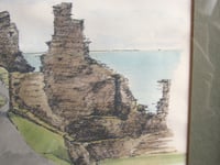 Image 5 of Vintage Tintagel Castle Watercolour Painting on a Print 1981, Signed S. M. Sargeant, Framed 