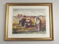 Image 7 of Antique 'Barbizon Les Glaneuses' Aquatint Print, Signed 'Le Garf' After J F Millet, Framed 