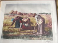 Image 8 of Antique 'Barbizon Les Glaneuses' Aquatint Print, Signed 'Le Garf' After J F Millet, Framed 