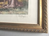 Image 14 of Antique 'Barbizon Les Glaneuses' Aquatint Print, Signed 'Le Garf' After J F Millet, Framed 