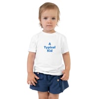 Image 3 of Autism Awareness T-Shirt for Kids - Embroidered White Shirt - A Typical Kid Design