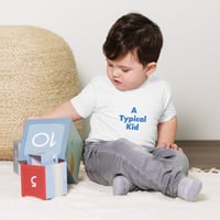 Image 4 of Autism Awareness T-Shirt for Kids - Embroidered White Shirt - A Typical Kid Design
