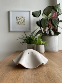 Image 1 of Ceramic ghost tea light | no. 2 flowers | off-white, gloss 