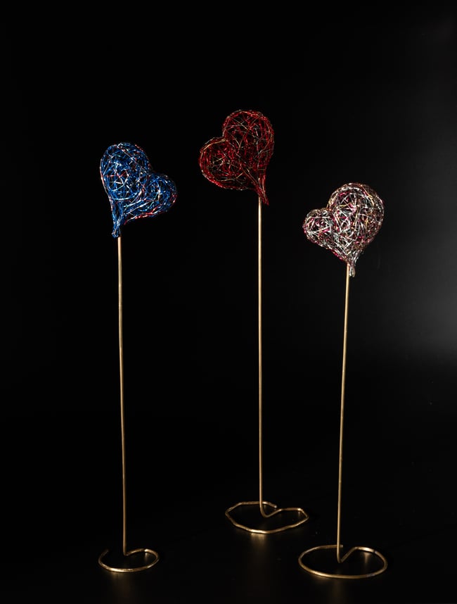 Wire heart sculpture tabletop art handmade Modern original artwork