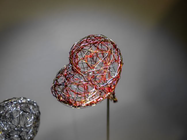Wire heart sculpture tabletop art handmade Modern original artwork