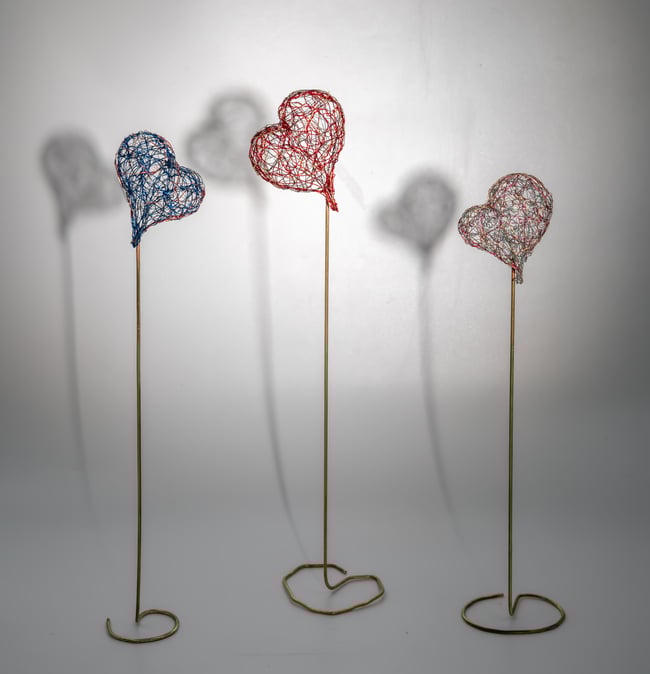Wire heart sculpture tabletop art handmade Modern original artwork