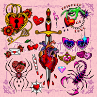 Prisoner of Love Flash Tattoo Sticker Pack