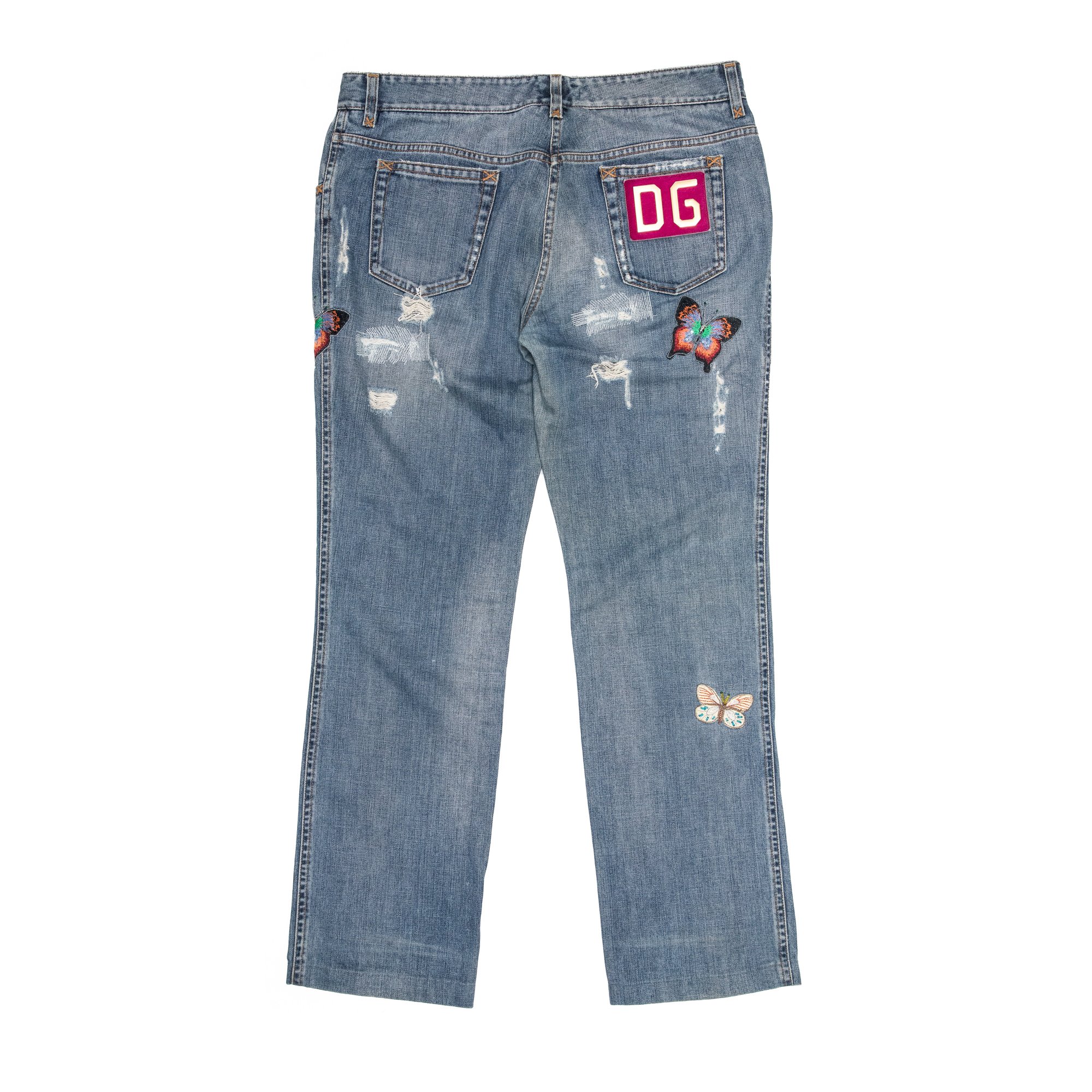 Image of Dolce & Gabbana 2000s Butterly Embroidered Jeans