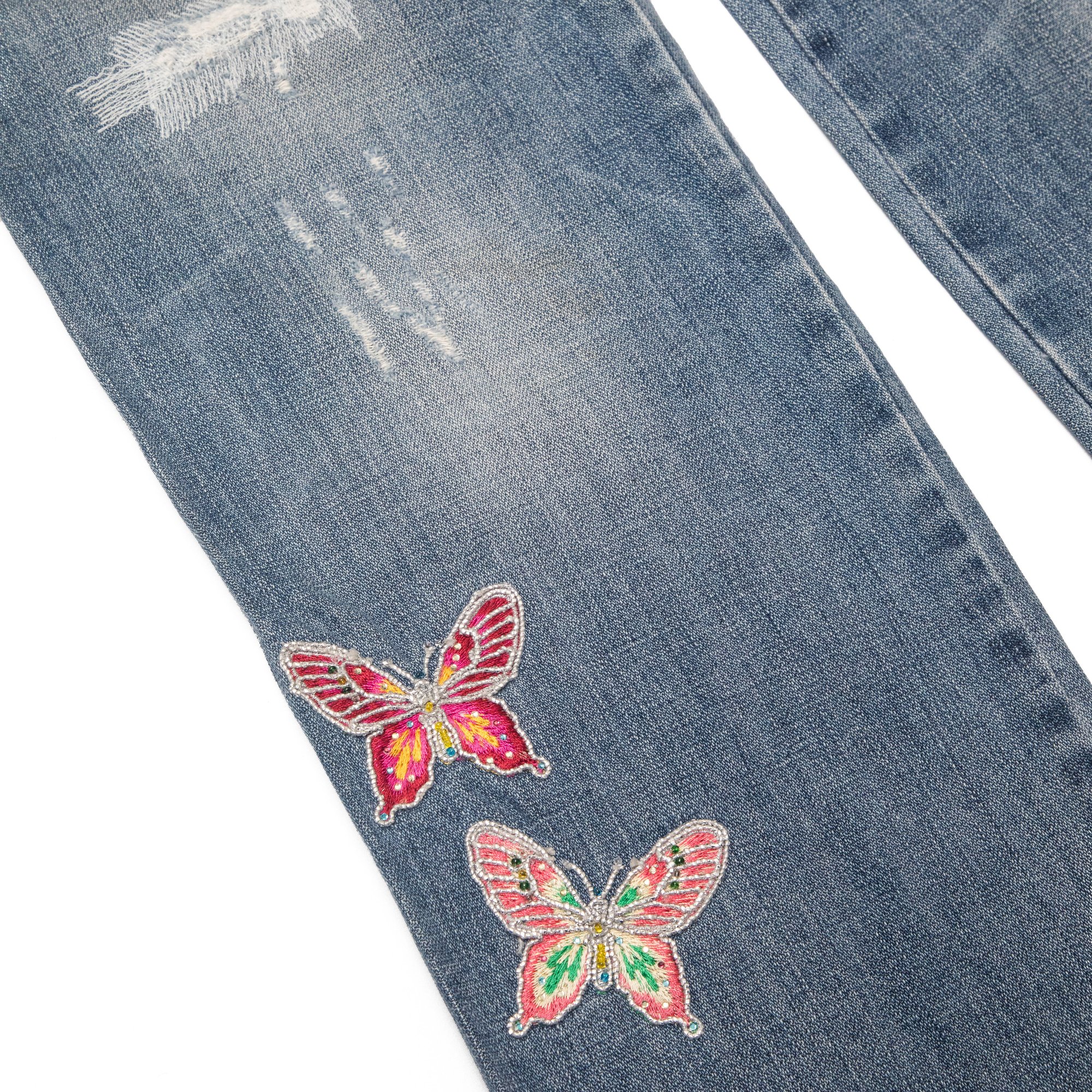 Image of Dolce & Gabbana 2000s Butterly Embroidered Jeans
