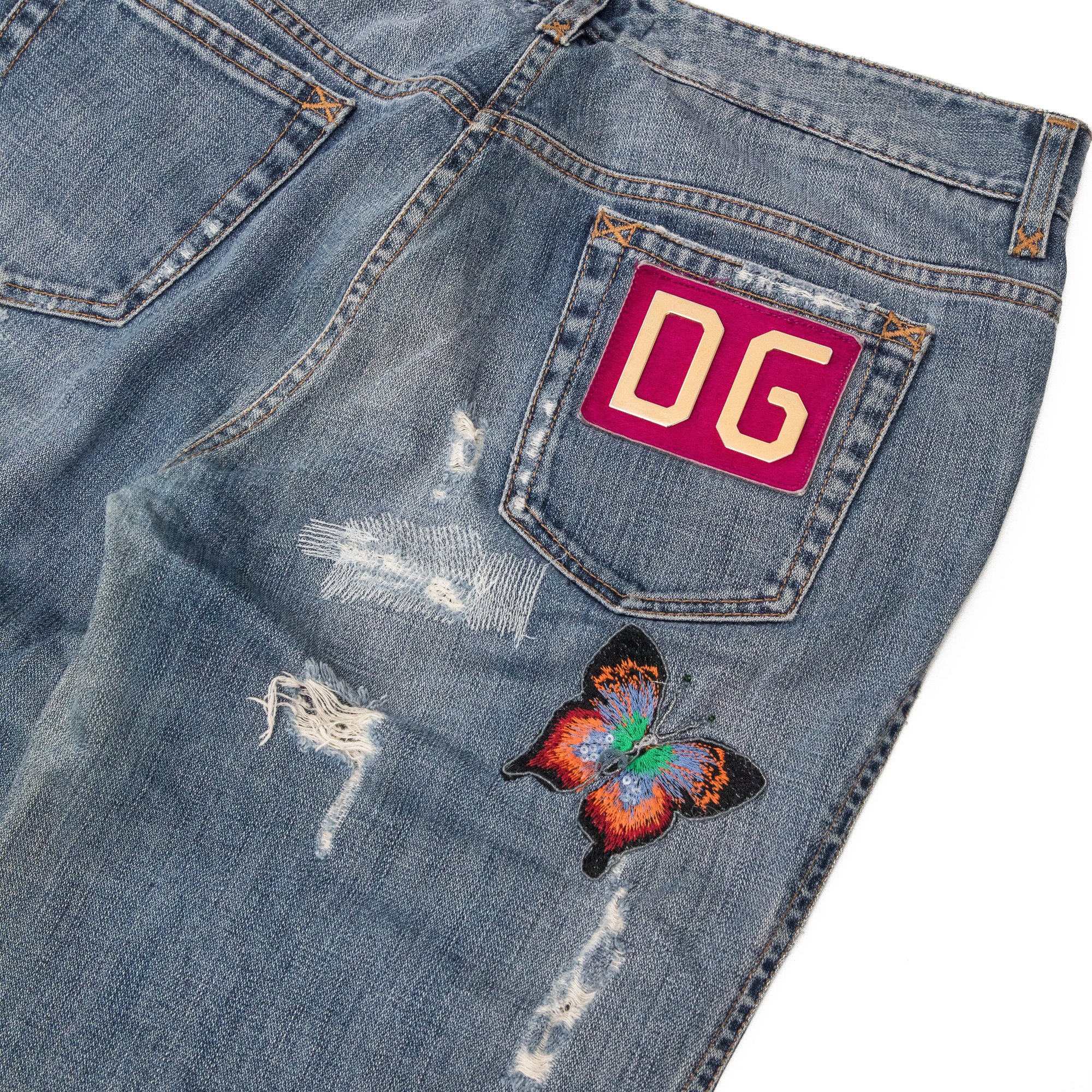 Image of Dolce & Gabbana 2000s Butterly Embroidered Jeans