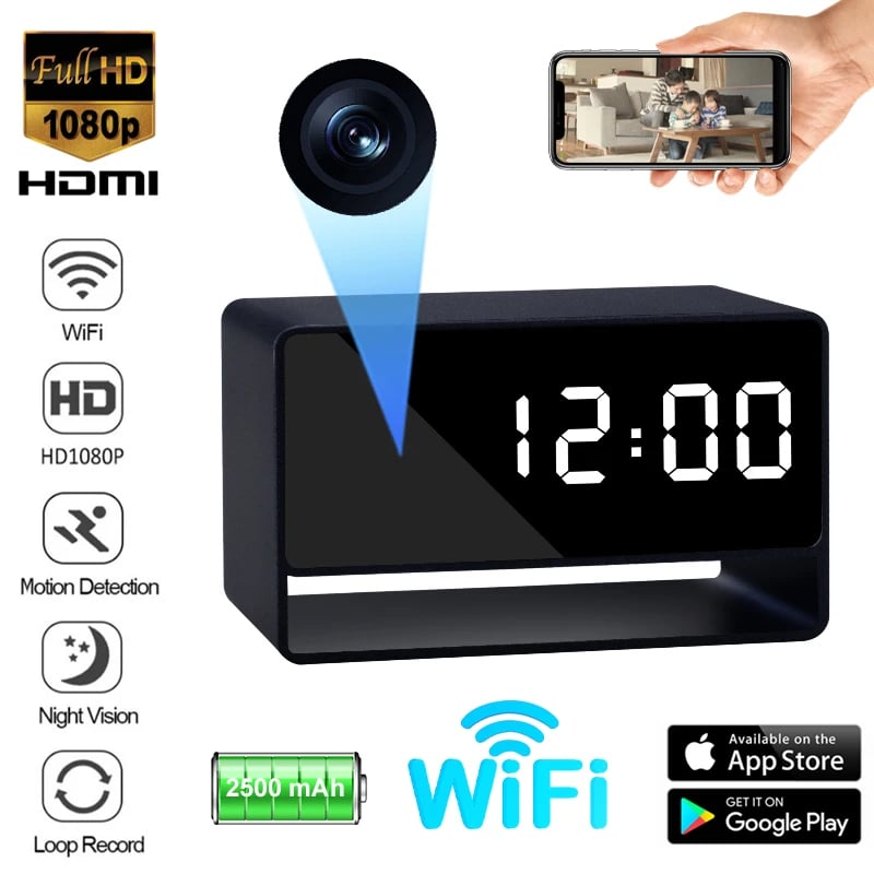 MSL Alarm Clock Mini Surveillance Camera 1080P HD with IR Night Vision and Motion Detection