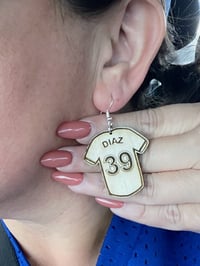 Image 1 of NY Mets Wooden Jersey Earrings - ALL TEAMS AVAILABLE 