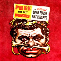 Image 1 of Big Bone (The Cannibal) - Kelloggs Corn Flakes mask (1950s) - Original Store Display sign