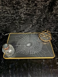 Image 1 of Pretty vintage glass vanity tray with preserved web B