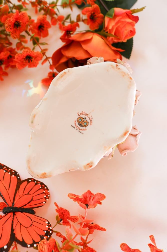 Image of Vintage Lefton China Hand Painted Swan Dish 