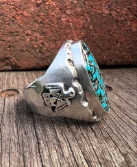 Image 4 of WL&A Handmade Spotted Pilot Mtn Thunderbird Signet Ring - Size 10