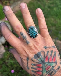 Image 5 of WL&A Handmade Spotted Pilot Mtn Thunderbird Signet Ring - Size 10