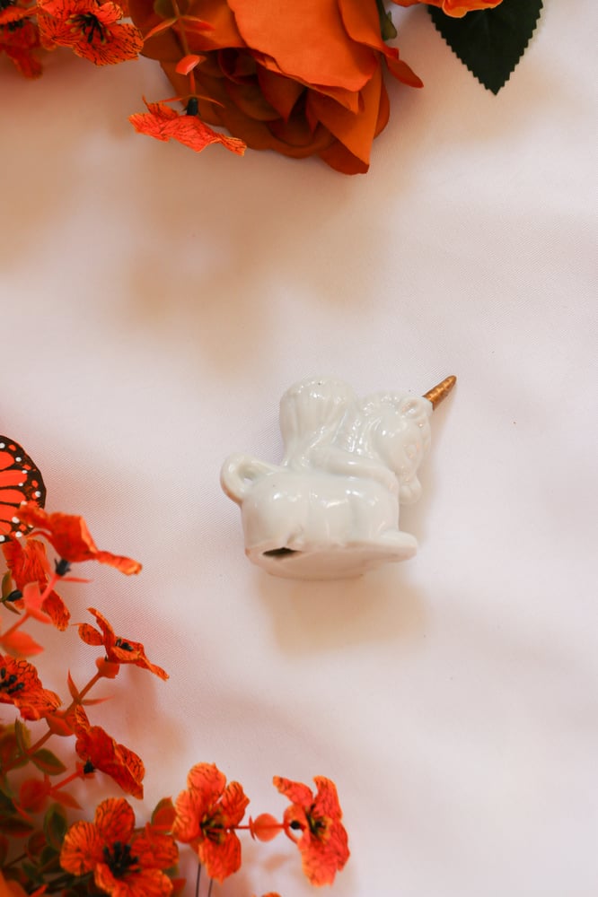 Image of Vintage Mini Girl with Unicorn Figurine 
