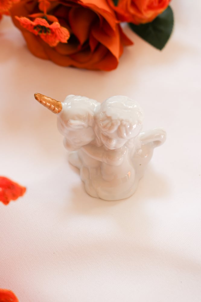 Image of Vintage Mini Girl with Unicorn Figurine 