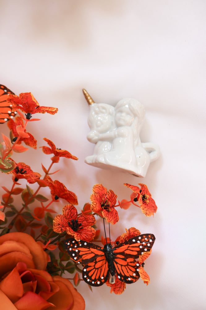 Image of Vintage Mini Girl with Unicorn Figurine 