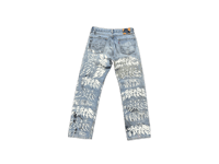 Image 1 of Levi's 505 heavy metal make art not war blue denim jeans 