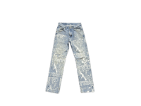 Image 2 of Wrangler heavy metal make art not war blue denim jeans