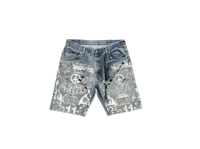 Image 2 of Levi's 505 logos heavy metal make art not war blue denim jeans