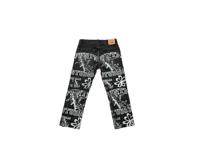 Image 1 of Levi's 505 angel heavy metal make art not war black denim jeans
