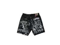 Image 1 of Wrangler angel logos heavy metal make art not war black denim jeans