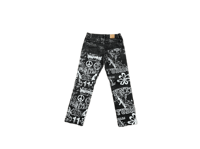 Image 1 of Wranglers logos angel heavy metal make art not war black denim jeans