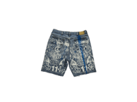 Image 1 of Lee angel heavy metal make art not war blue denim jean shorts