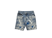 Image 2 of Lee angel heavy metal make art not war blue denim jean shorts