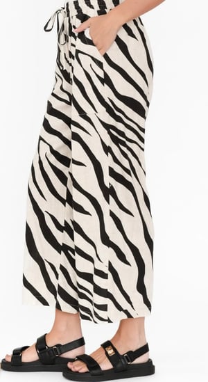 Image of Anne Cotton/Linen Pants - Zebra