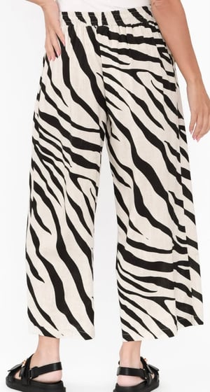 Image of Anne Cotton/Linen Pants - Zebra