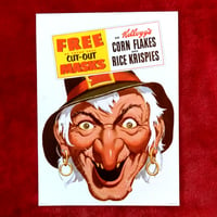 Image 1 of Witch - Kelloggs Corn Flakes mask (1954) - Original Store Display Sign