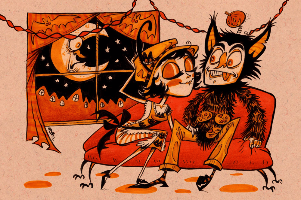 HALLOWEEN POSTCARD SET of 3