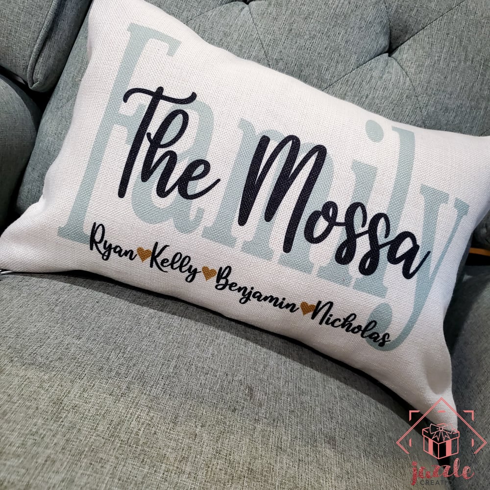 Image of Family Name Pillows with Family Member Names