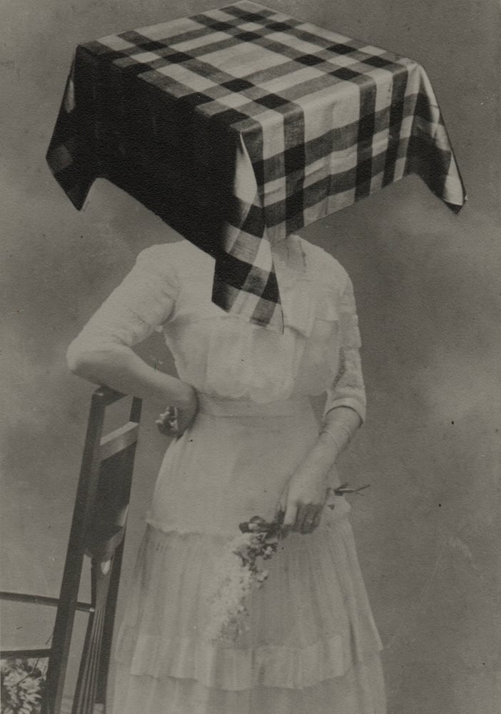 Image of Bohumil Stepan: Sister Amalie with 'square head covered by tablecloth', ca 1971