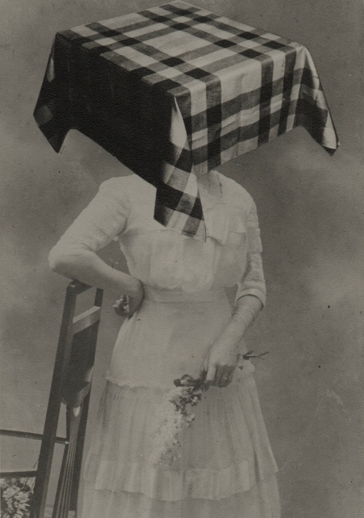 Image of Bohumil Stepan: Sister Amalie with 'square head covered by tablecloth', ca 1971