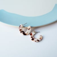 Image 3 of *NEW* Cocoa Marble Mini Hoop Earrings