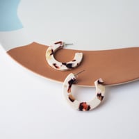 Image 2 of *NEW* Cocoa Marble Midi Hoop Earrings