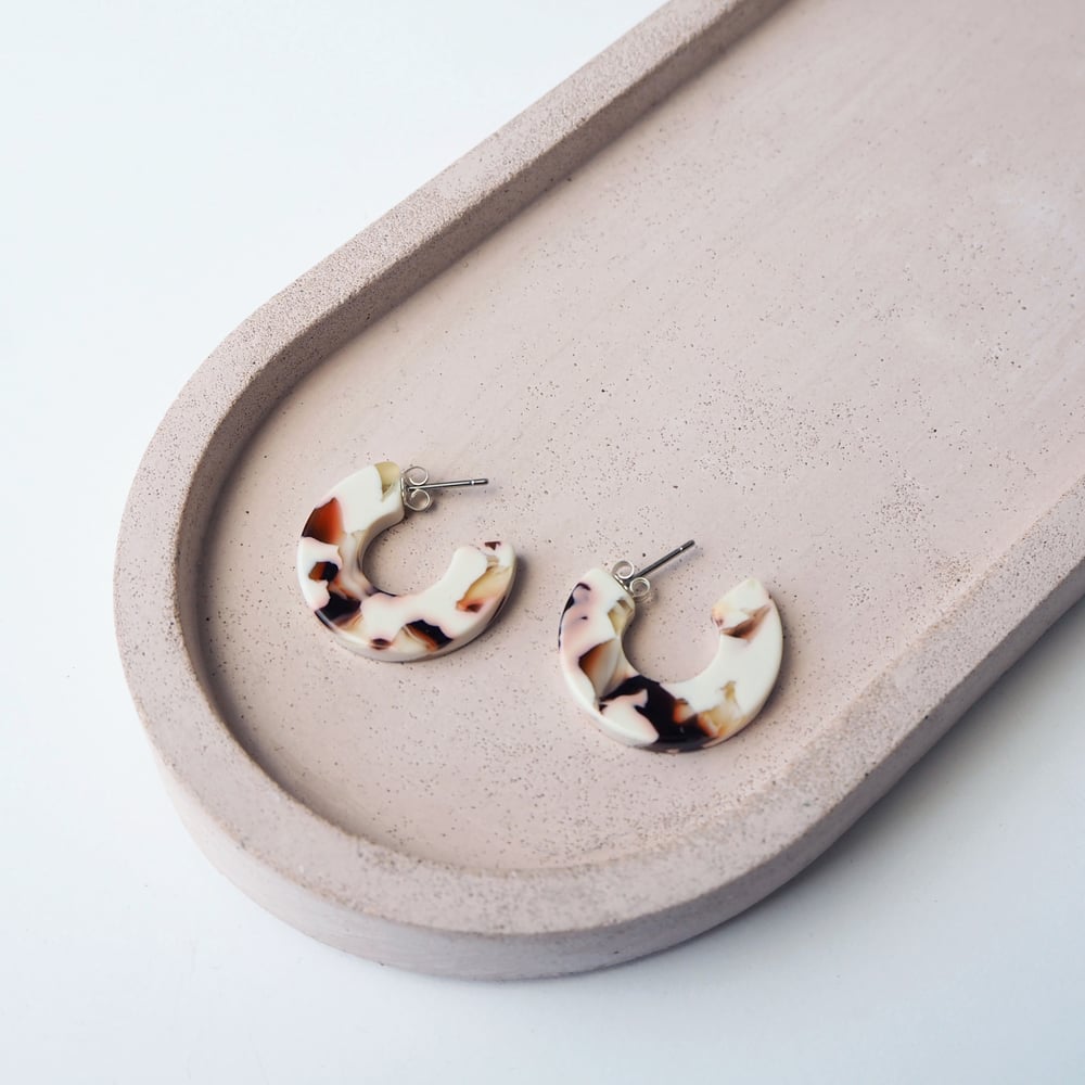 Image of *NEW* Cocoa Marble Mini Hoop Earrings