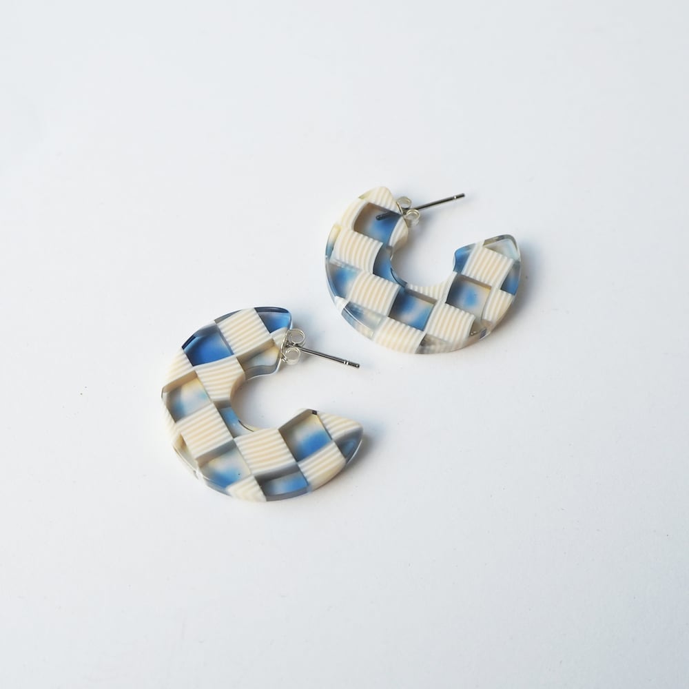 Image of *NEW* Ocean Checker Hoop Earrings