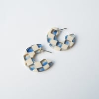 Image 1 of *NEW* Ocean Checker Hoop Earrings