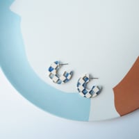 Image 4 of *NEW* Ocean Checker Hoop Earrings